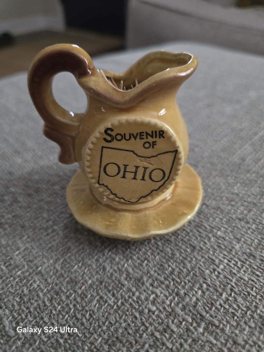 Souvenir of Ohio Mini Ceramic Pitcher - Honey Brown